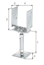 Vorschaubild U-Pfostenträger galvanisch verzinkt dickschichtpassiviert 71-161/150-190 mm