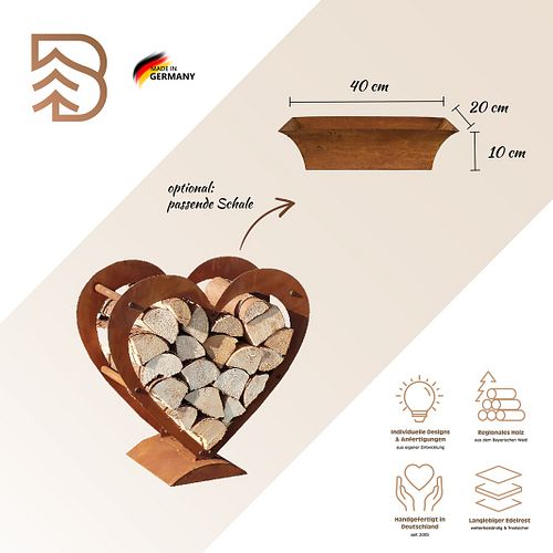 Badeko Herz-Holzregal-Set: 45 & 58 cm hoch