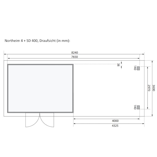 Karibu Woodfeeling Gartenhaus Northeim 4 inkl. 300 cm Schleppdach und Rückwand