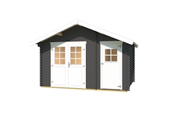 Weka Gartenhaus 253 graphitgrau/weiß - 28 mm Gartenhaus 253 Gr. 1 (370 x 200 cm) - 50 % Rabatt auf Dacheindeckung