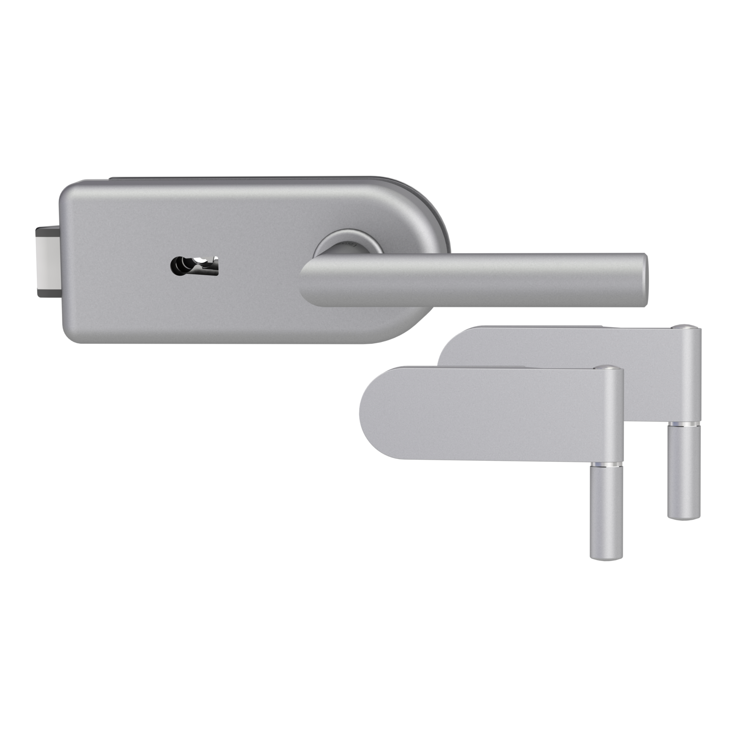 Griffwerk SMILE 1.0 -Alu EV1 Ganzglastürbeschlagset -2-teiliger Bandsatz -mit Griff L-Form -BB