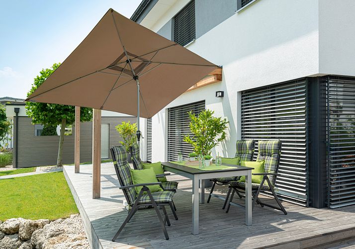 doppler Mittelmastschirm ACTIVE 300 x 200 Auto-Tilt, Aluminium Silber / Polyester 180 g/m²