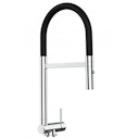 Vorschaubild Wasserhahn Vorfenster Küchenarmatur, Umklappbar 4,5 CM, mit 360° schwenkbarem Auslauf, abnehmbare 2 strahl Handbrause, Verchromt / Schwarz