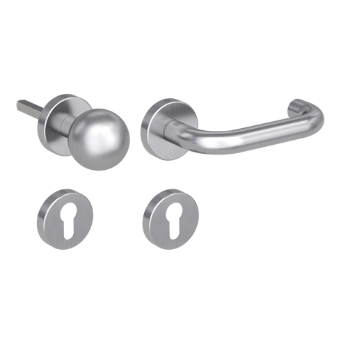 Griffwerk ALESSIA Klipptechnik FS Panik -Edelstahl matt  Rosettengarnitur -Klippt. -R4 -WR -Stift 9mm -TS 38-50mm