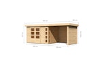Karibu Woodfeeling Gartenhaus Kerko 3/4/5 mit 240 cm Schleppdach/Seiten- und Rückwand