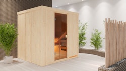 Karibu Woodfeeling Sauna Tromsö - 68 mm Aktionssauna inkl. gratis Sauna-Zubehörset im Wert von 234,94 €