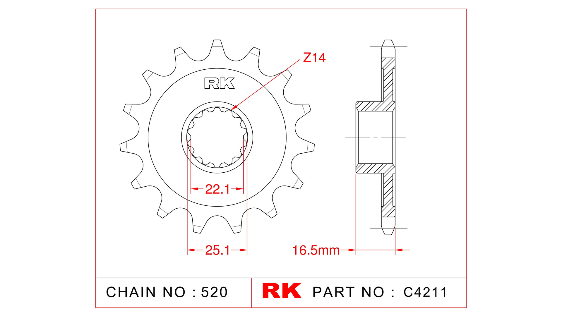 RK 4211 Antriebsritzel (14 Zähne)