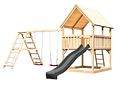 Vorschaubild Akubi Kinderspielturm Luis inkl. Wellenrutsche und Doppelschaukelanbau mit Klettergerüst (Set C)