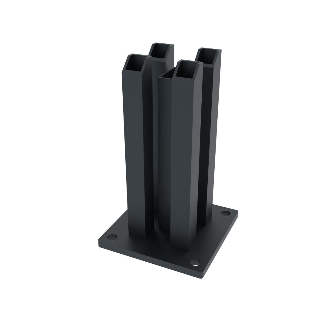 Fiberdeck BOSTON Pfostenanker 120x120x200 mm verstärkt RAL9005 zum Aufschrauben