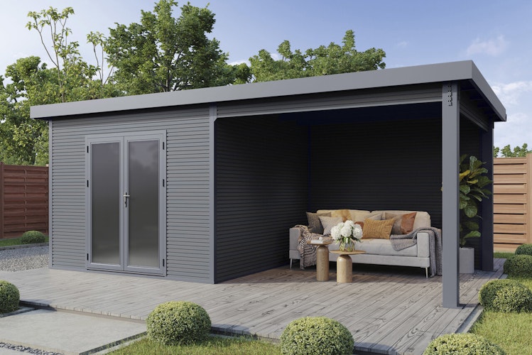 Wolff Finnhaus WPC Gartenhaus Solaro im Rhombus-Design - 28 mm