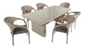 Vorschaubild Garden Pleasure Gartenmöbel Set DIJON / BASTIA, Tisch 200 x 100 + 6 Stapelstühle, Polyrattan Ingwerbraun / Glasplatte / Kissen 100 % Polyester Anthrazit