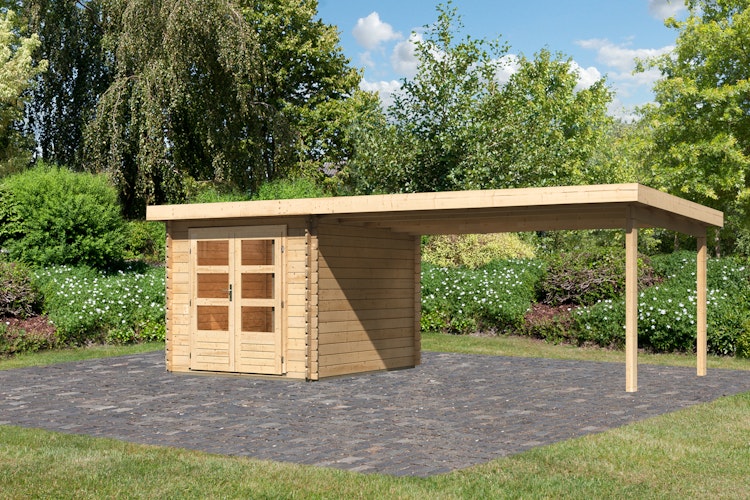 Karibu Woodfeeling Gartenhaus Bastrup 4 naturbelassen - 28 mm