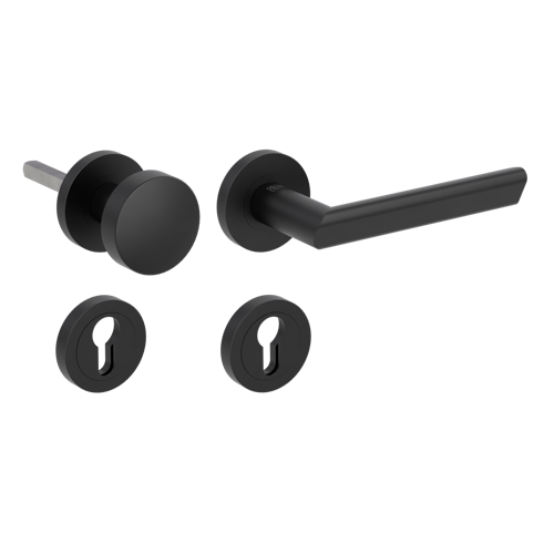 Griffwerk Wechselgarnitur TRI 134 Schraubtechnik GK3 Rosetten rund Knopf R2 Graphitschwarz R