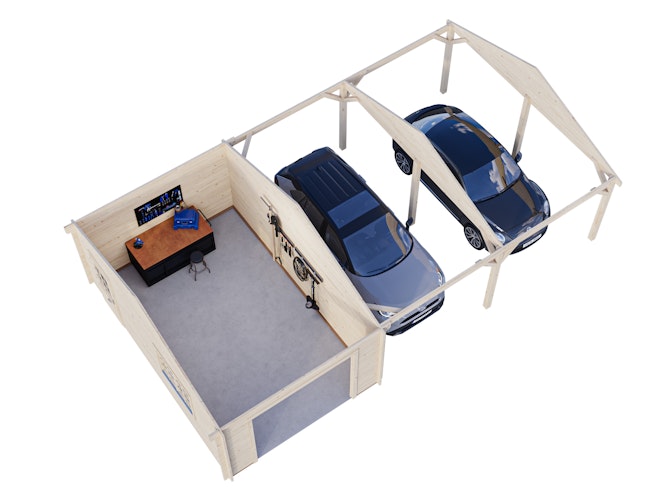 Palmako Garage Roger 19,0 + 33,2 m² - 44 mm - ohne Tor