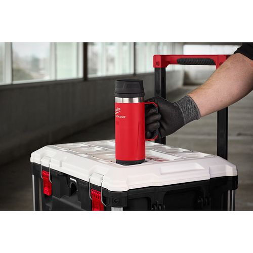 Milwaukee ﻿PACKOUT Isolierbecher mit Griff 530 ml mit Trinkdeckel, rot 4932493471
