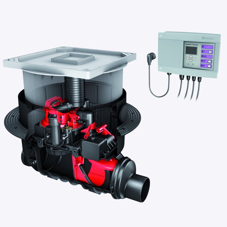 KESSEL 24100X - Rückstaupumpanlage Pumpfix F Komfort DN 100 für Bodenplatte - befliesbare Abdeckung