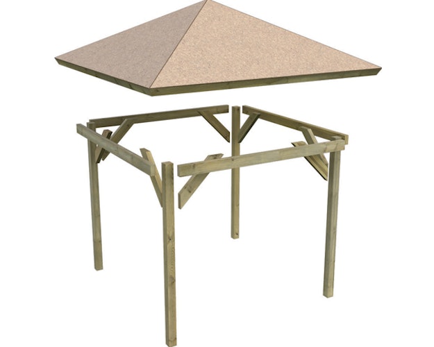 Karibu 4-Eck Pavillon Cordoba kesseldruckimprägniert Sparset inkl. Dachschindeln