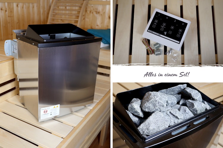 Karibu 9 kW Bio-Kombiofen Saunaofen anthrazit inkl. Steuergerät EASY weiß - Sparset