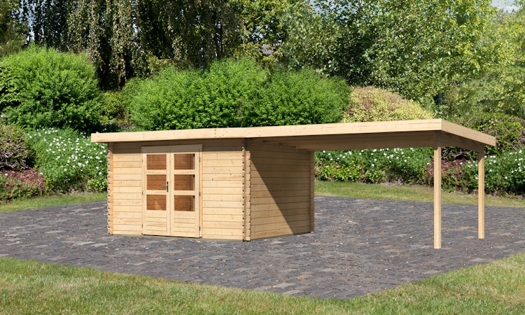 Karibu Woodfeeling Gartenhaus Bastrup 7 naturbelassen - 28 mm