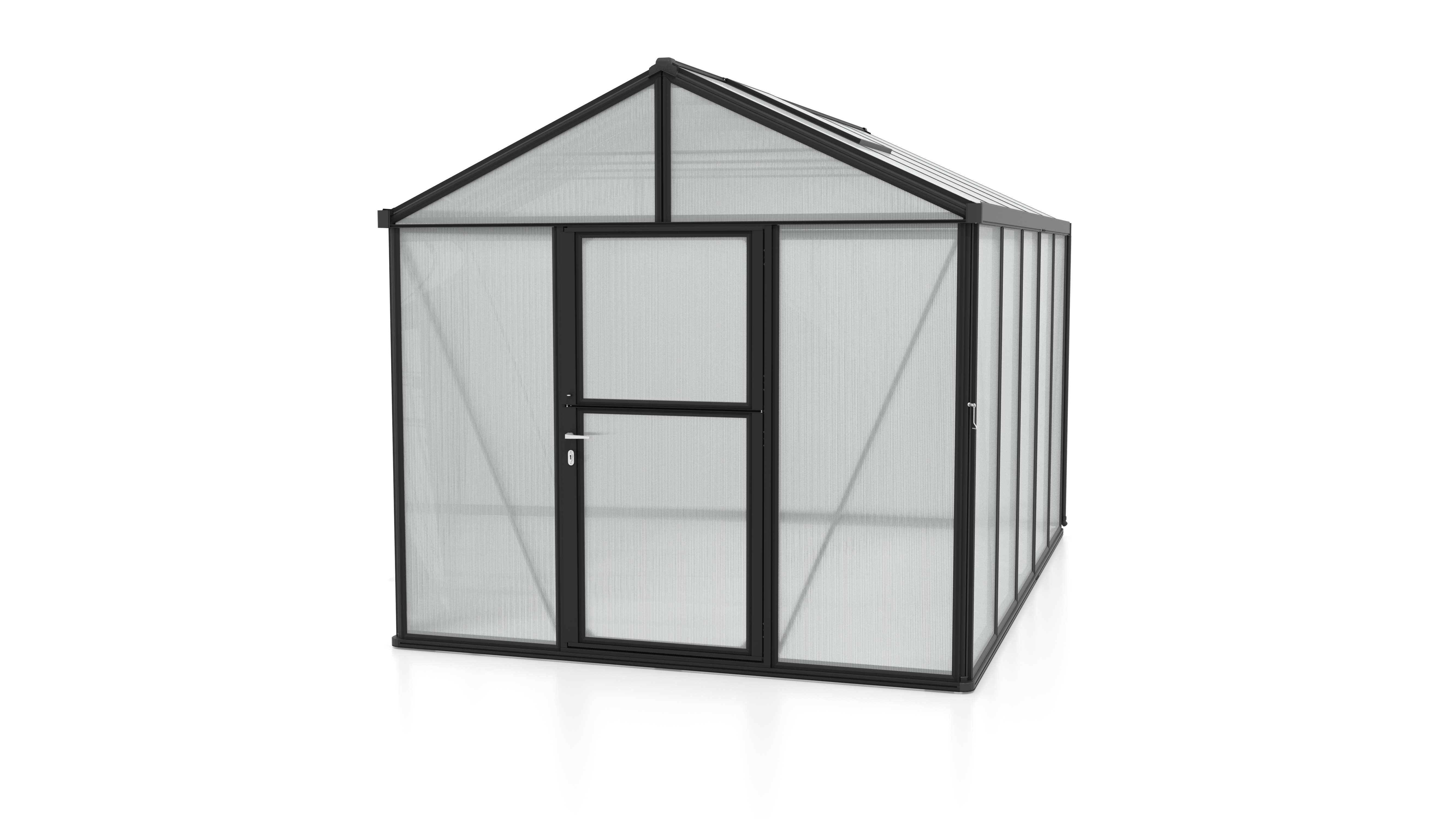 Vitavia Gewächshaus Zeus 10000 inkl. 2 Dachfenstern - 10,0 m² -schwarz-10 mm Hohlklammerplatten