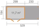 Vorschaubild Weka Gartenhaus 321 B mit 230 cm Anbau - 19 mm