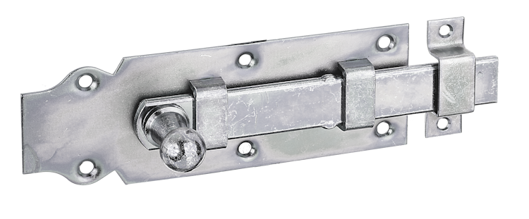 Alberts® Türriegel, mit Knopf, gerade, mit Schlaufe, galvanisch verzinkt dickschichtpassiviert,Platte LxB160x56 mm 115418