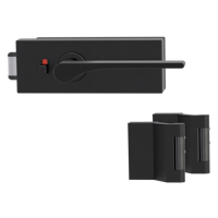 Griffwerk PURISTO S -Graphitschwarz Ganzglastürbeschlagset -3-teiliger Bandsatz -mit Griff DESM LEAF LIGHT -GSC -smart2lock