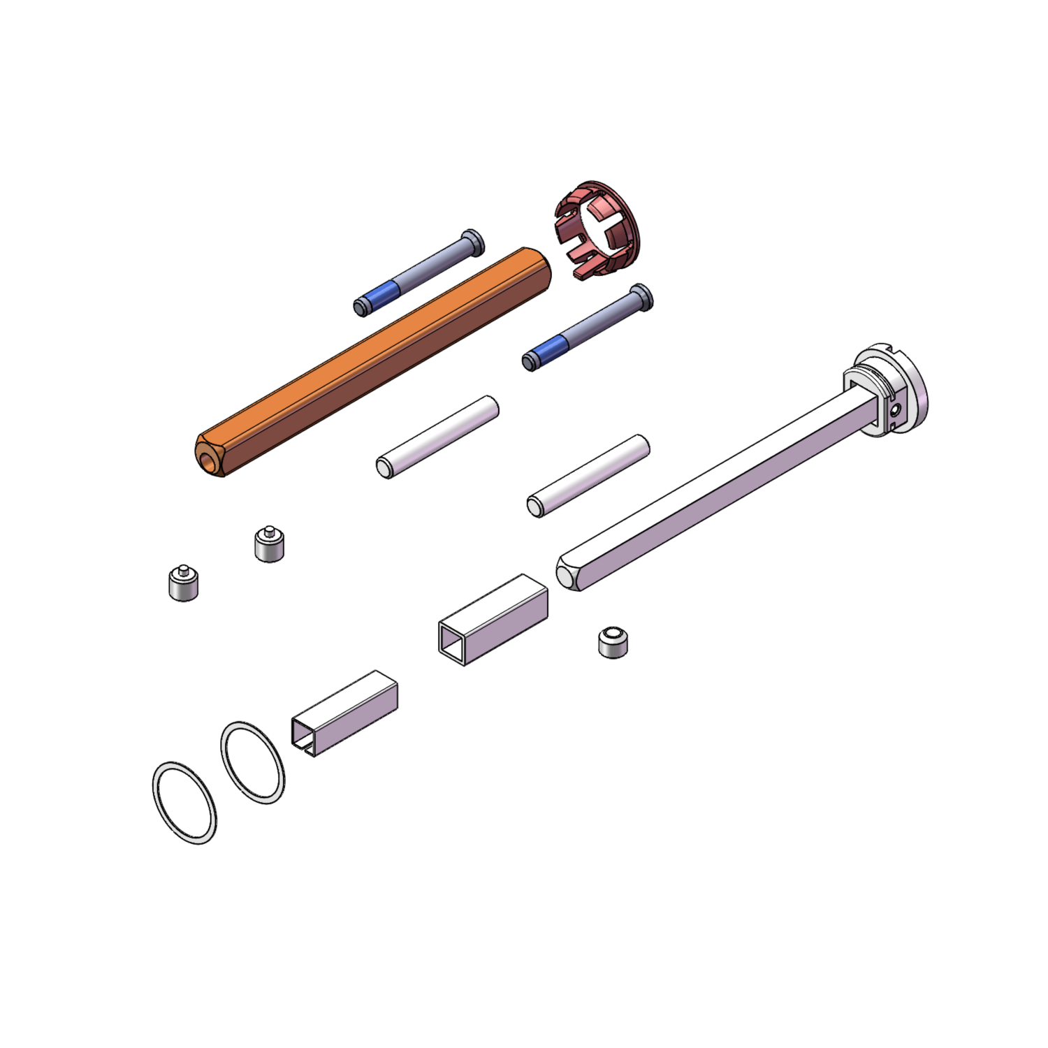 Griffwerk Set für LUCIA/LORITA/CRYSTAL/TRI PIATTA S -WC -EM H.St. 8x120, M4x55, PIN 53mm, WC-S. 80mm, TS 60-65