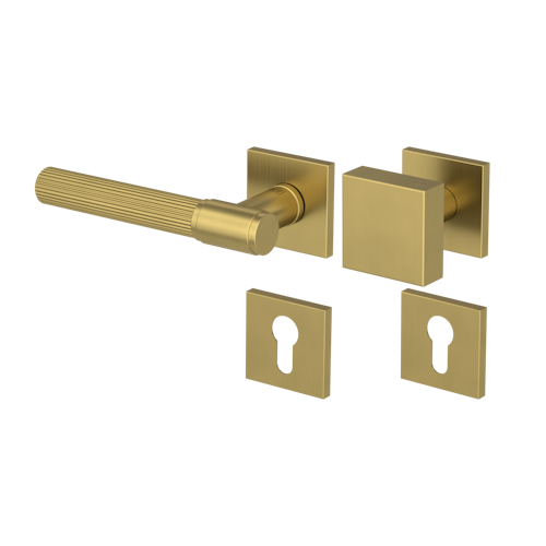 Griffwerk Wechselgarnitur VAYA 136 ARIS fast2fix Fast2Fix Rosetten eckig Knopf SQUARE Gold matt L
