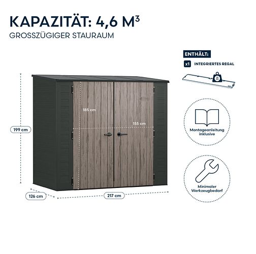 Suncast Kunststoff-Geräteschrank Modern (groß) - stahlverstärkt