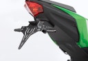 Vorschaubild PROTECH V-SHAPE Kennzeichenhalter SET mit Reflektor und Beleuchtung Alu & Stahl Schwarz für KAWASAKI Ninja 125,Z125