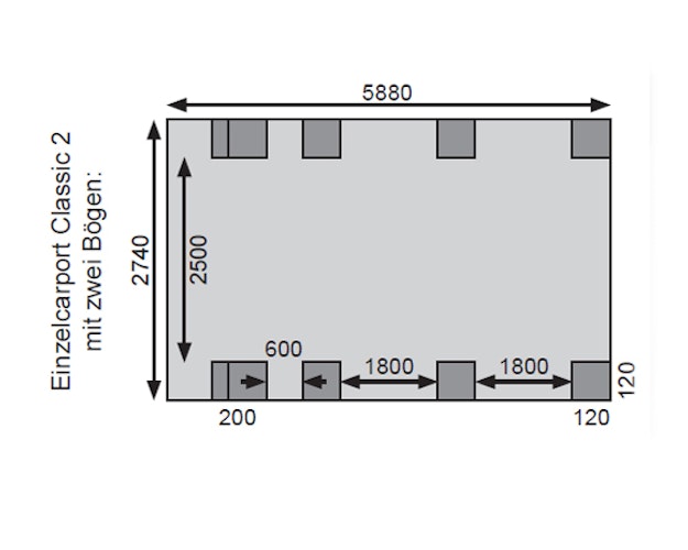 Karibu Carport Einzelcarport Classic Einzel 2 - kesseldruckimprägniert