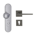 Vorschaubild Griffwerk TITANO Kombi SB_882 ES1 (S2) -Edelstahl matt Kombi-Schutzbeschlag -Knopf/Drücker -mit Griff REMOTE -KGR -eckig -R -ZA, 72mm -TS 38-50