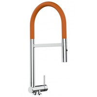 Wasserhahn Vorfenster Küchenarmatur, Umklappbar 4,5 CM, mit 360° schwenkbarem Auslauf, abnehmbare 2 strahl Handbrause, Verchromt / Orange