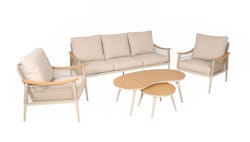 Garden Pleasure Lounge-Gruppe TULUM, Alu Sandbeige / Nonwood / Rope Beige / Kissen 100 % Polyester Beige