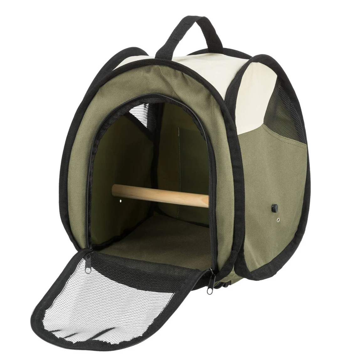 TRIXIE Transporttasche, Vogel, 27 × 32 × 27 cm, beige/olivgrün