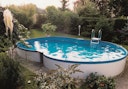 myPOOL Swimming Pool Poolset Premium Achtform mit Sandfilteranlage - weiß
