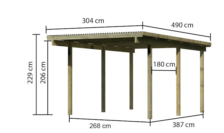 Karibu Carport Einzelcarport Eco 1/2 - kesseldruckimprägniert