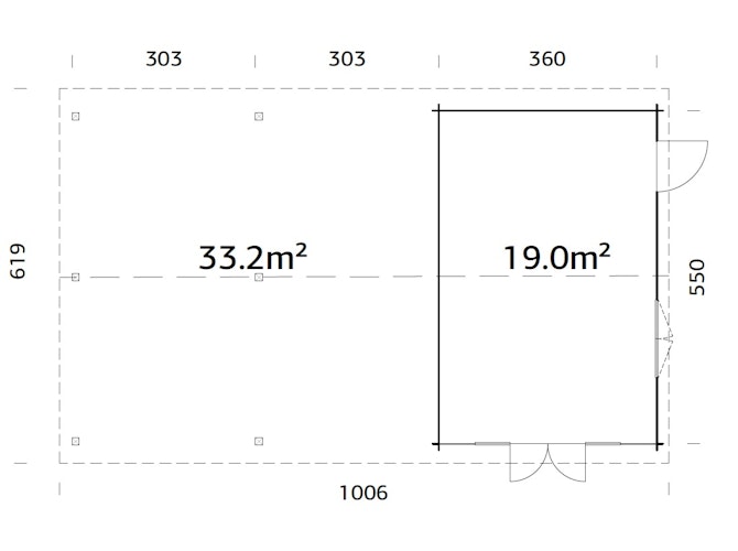 Palmako Gartenhaus Irene 19,0+33,2 m² - 44 mm
