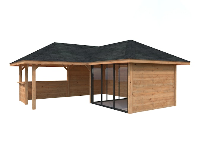 Palmako Pavillon Bianca 24,9 m² Set 509 Slide Plus mit Isolierglas-Schiebetüren
