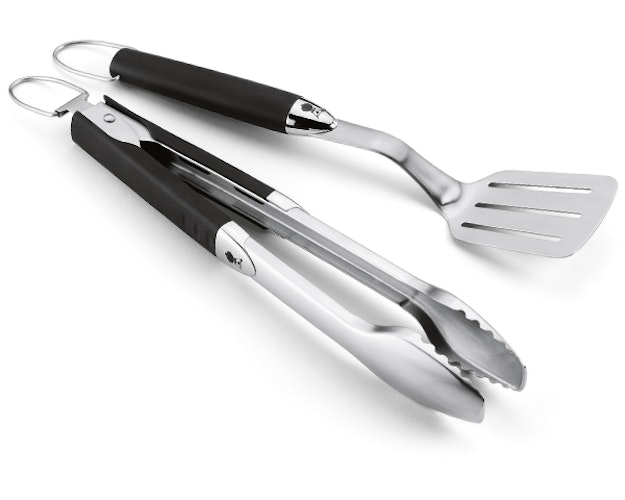 Weber Premium Grillbesteck Kompakt - 2-teilig, Edelstahl, Schwarz