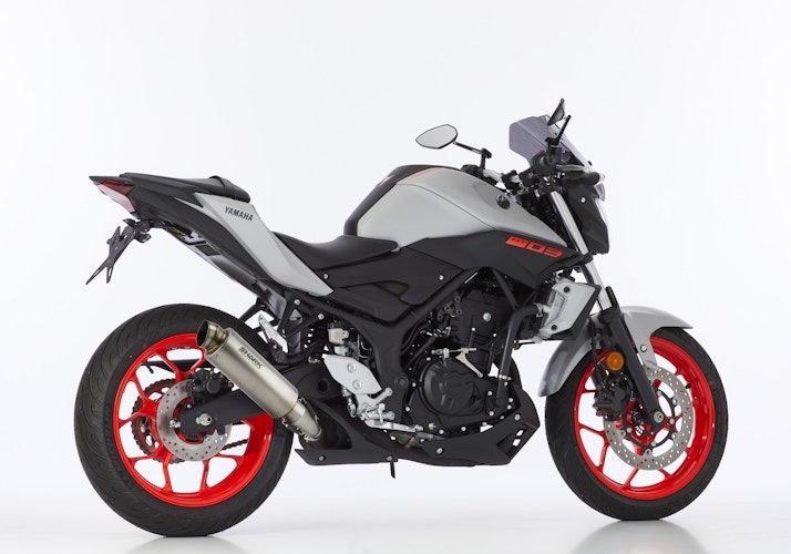 Shark Performance SLIP-ON Titan silber SRC 4 für YAMAHA MT-03,YZF-R3 EURO3 EURO4 