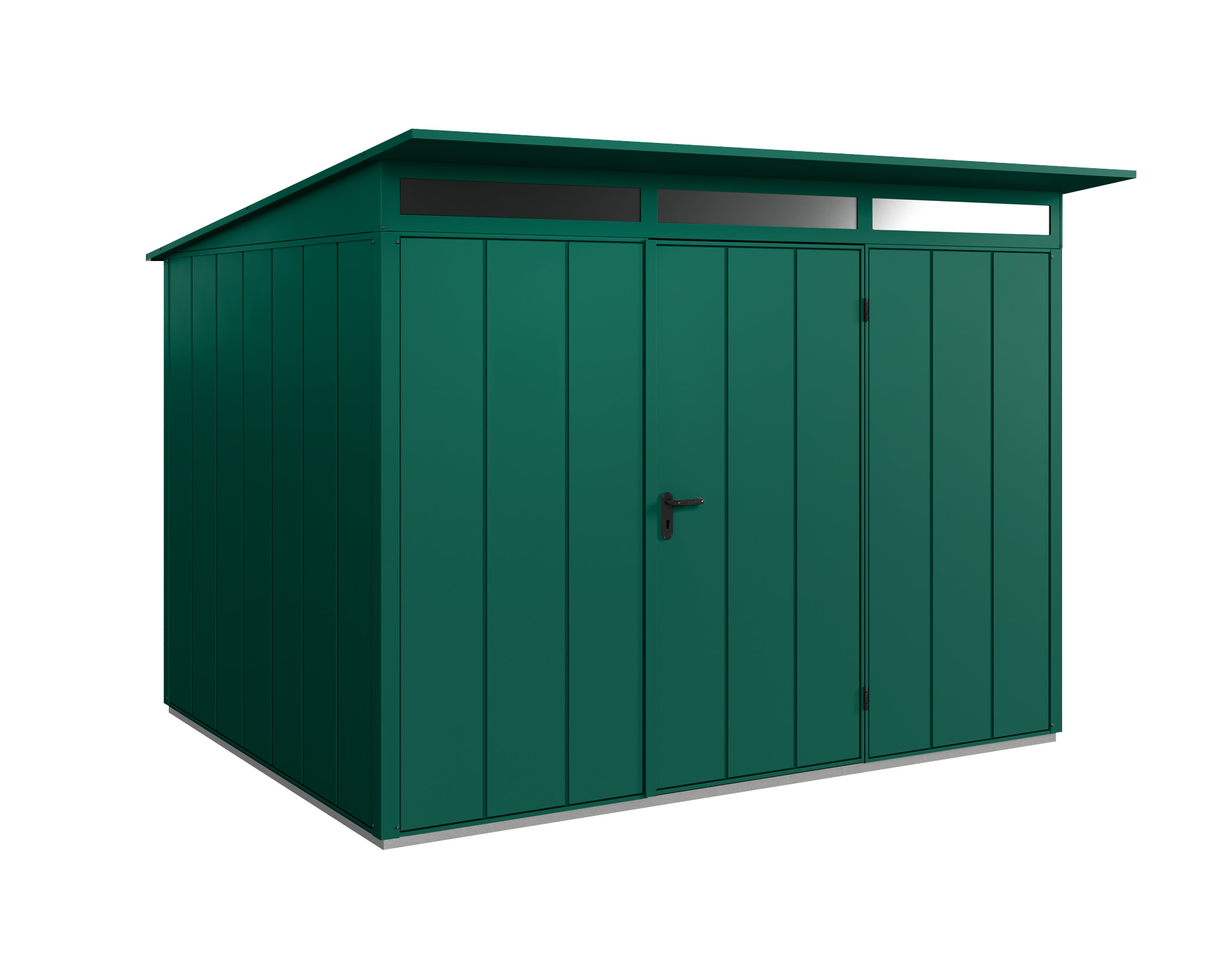 Thumbnail - Hörmann Metall-Gerätehaus EcoStar Premiumline mit Pultdach B 302,8 x 238 cm (Typ 3), Motiv Design (mit breiten Lamellen)...