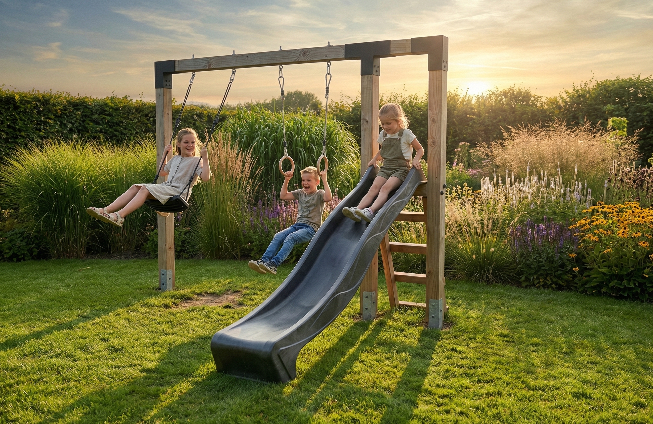 EXIT Linea Robust 110 mit Schaukel mit Rutsche und Turnringen