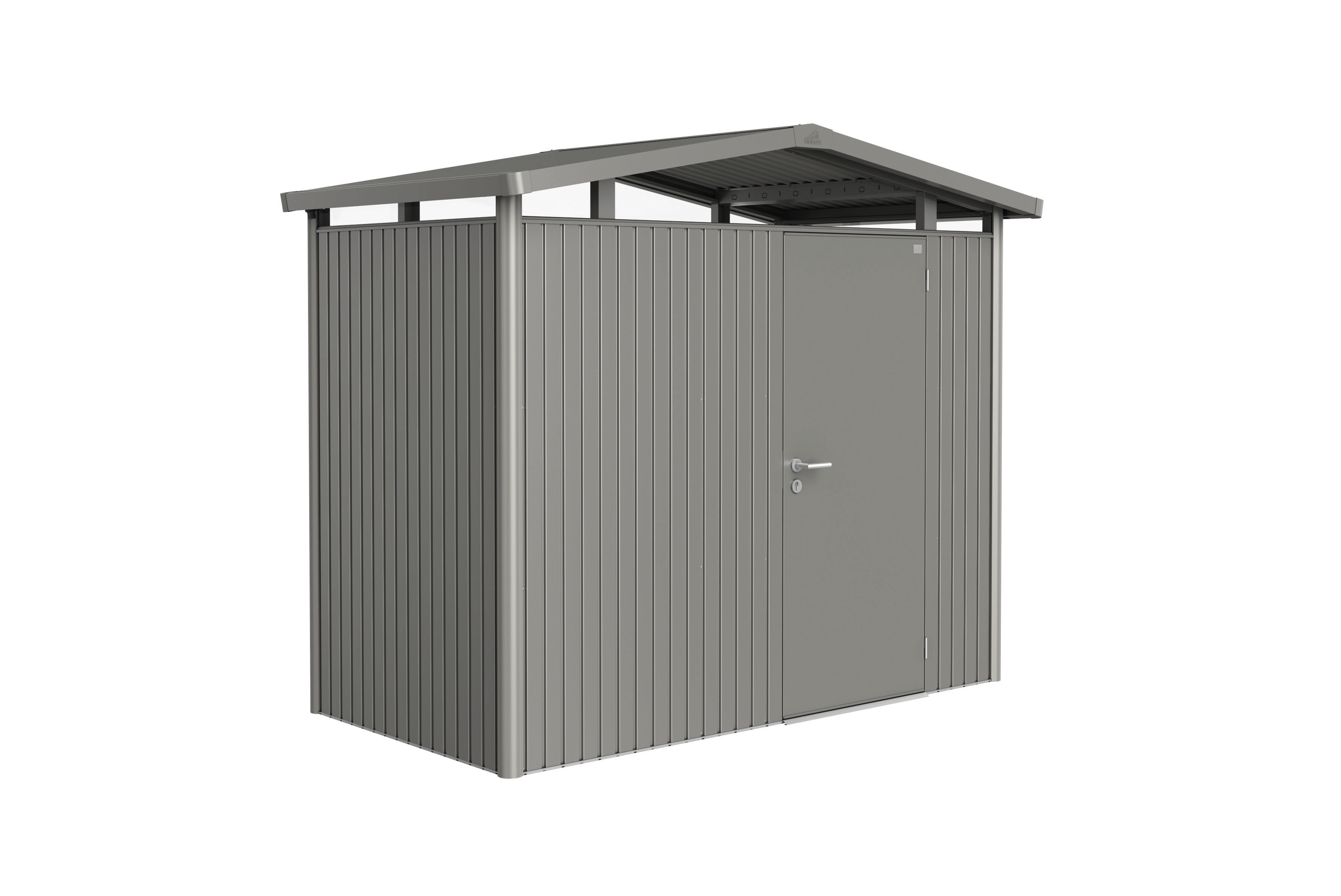Biohort Gerätehaus Panorama mit Einzeltür-quarzgrau-metallic-273 x 158 cm (Gr. P 1)