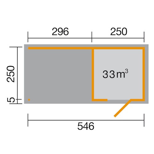 Weka Designhaus 413 B 45 mm inkl. 300 cm Anbau