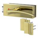 Vorschaubild Griffwerk Glastürbeschlag PURISTO S mit Griff MARISA PROF smart2lock Flüster 3-tlg. Bänder MARISA Messing-Optik