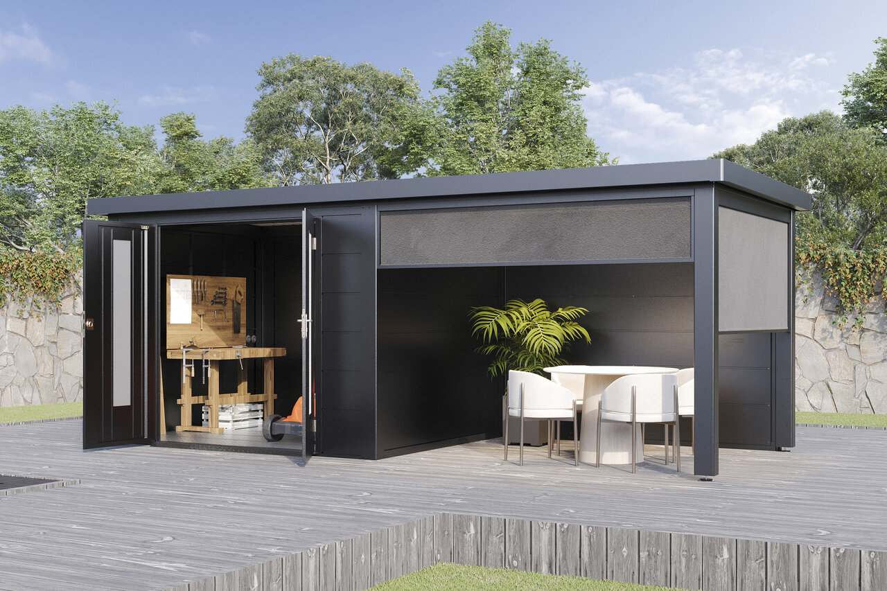 Wolff Finnhaus Sonnenrollo 24 für Premium Metall Gartenhäuser