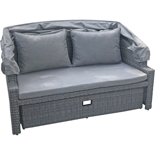 Garden Pleasure Funktionssofa MONTE CARLO, Polyrattan Dunkelgrau / Kissen 100 % Polyester Grau