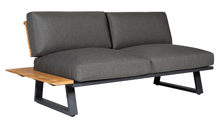 Diamond Garden Lounge-Set NORA Sun & Rain, Sofa + Hocker + Tisch, Aluminium / Teak / Tuvatextil (100 % Polyacryl)
